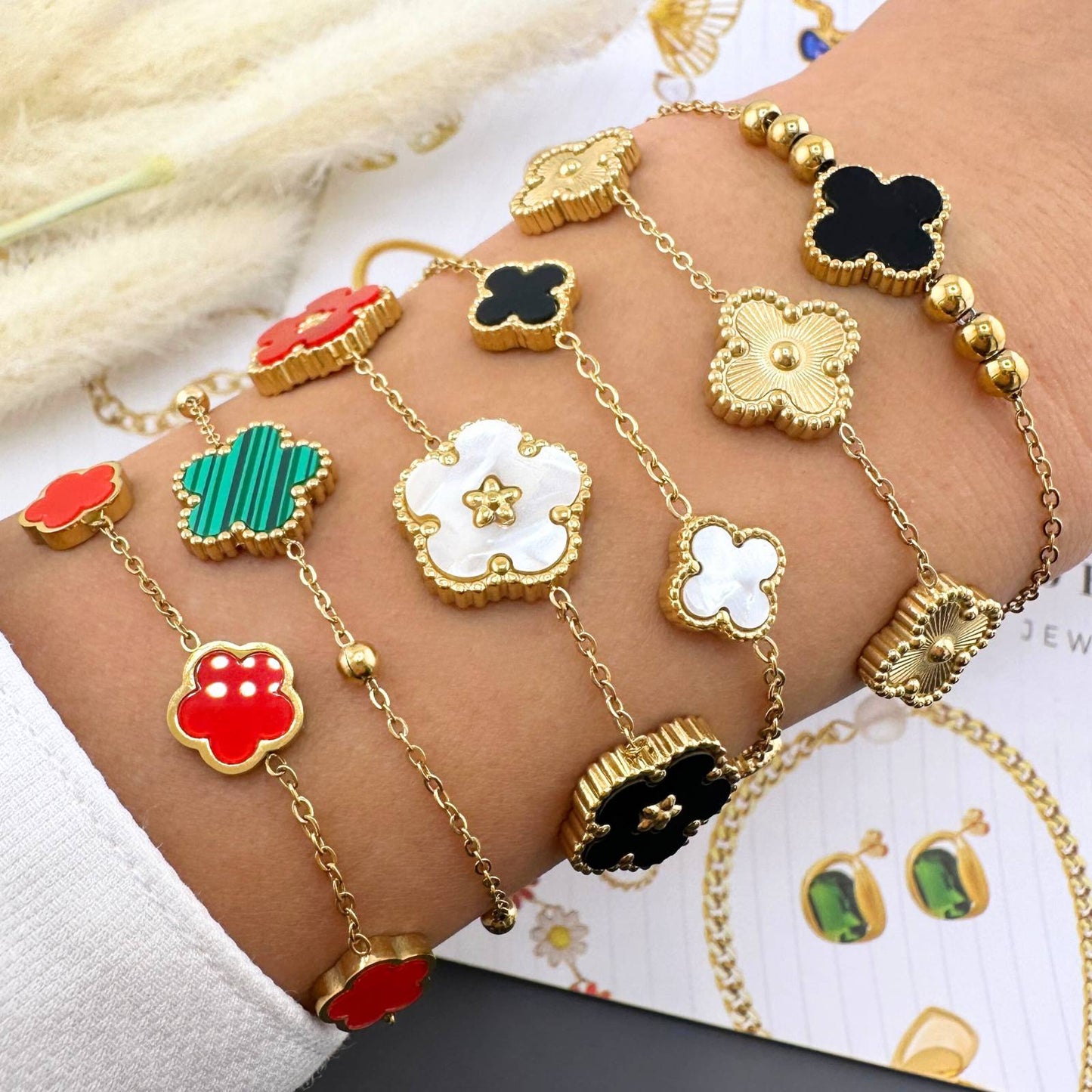 18K gold plated Stainless steel  Four-leaf clover bracelet