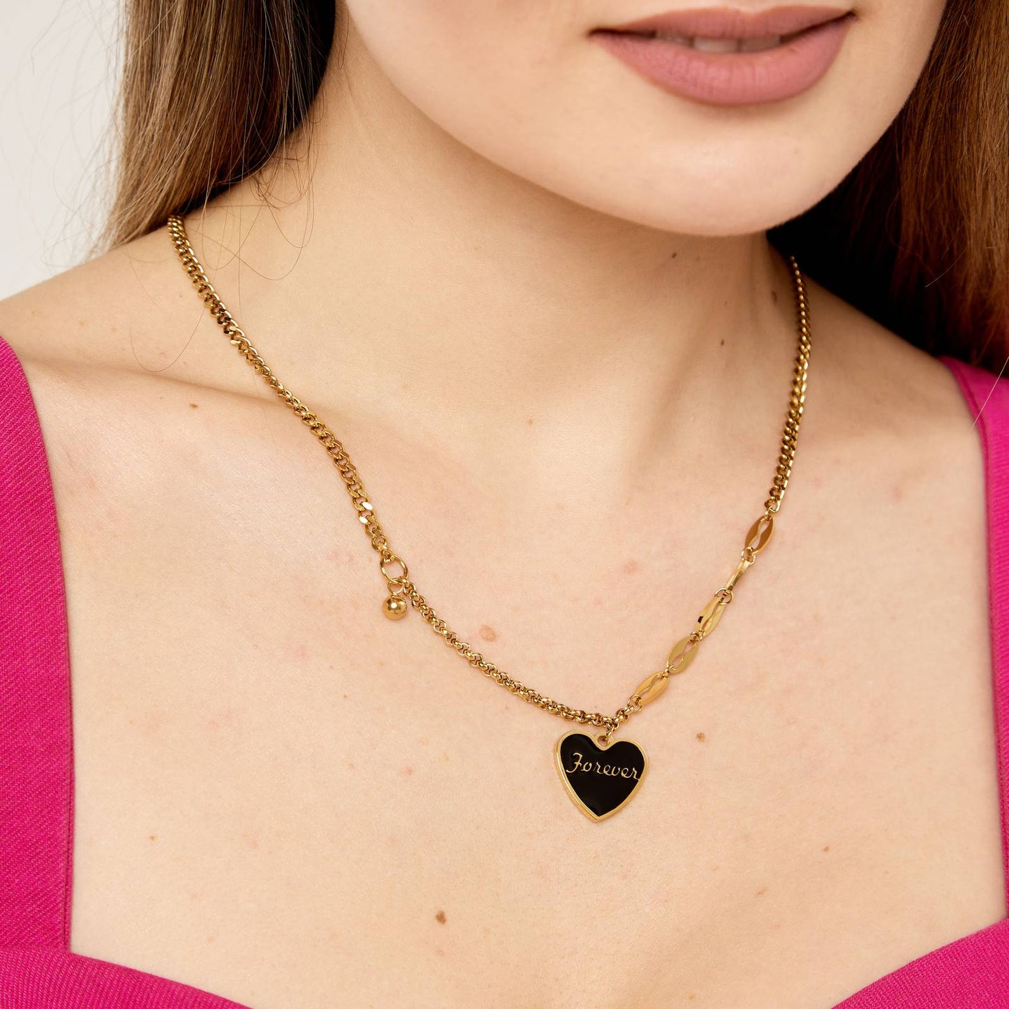 18K GOLD PLATED STAINLESS STEEL "HEART" NECKLACE 85131-0