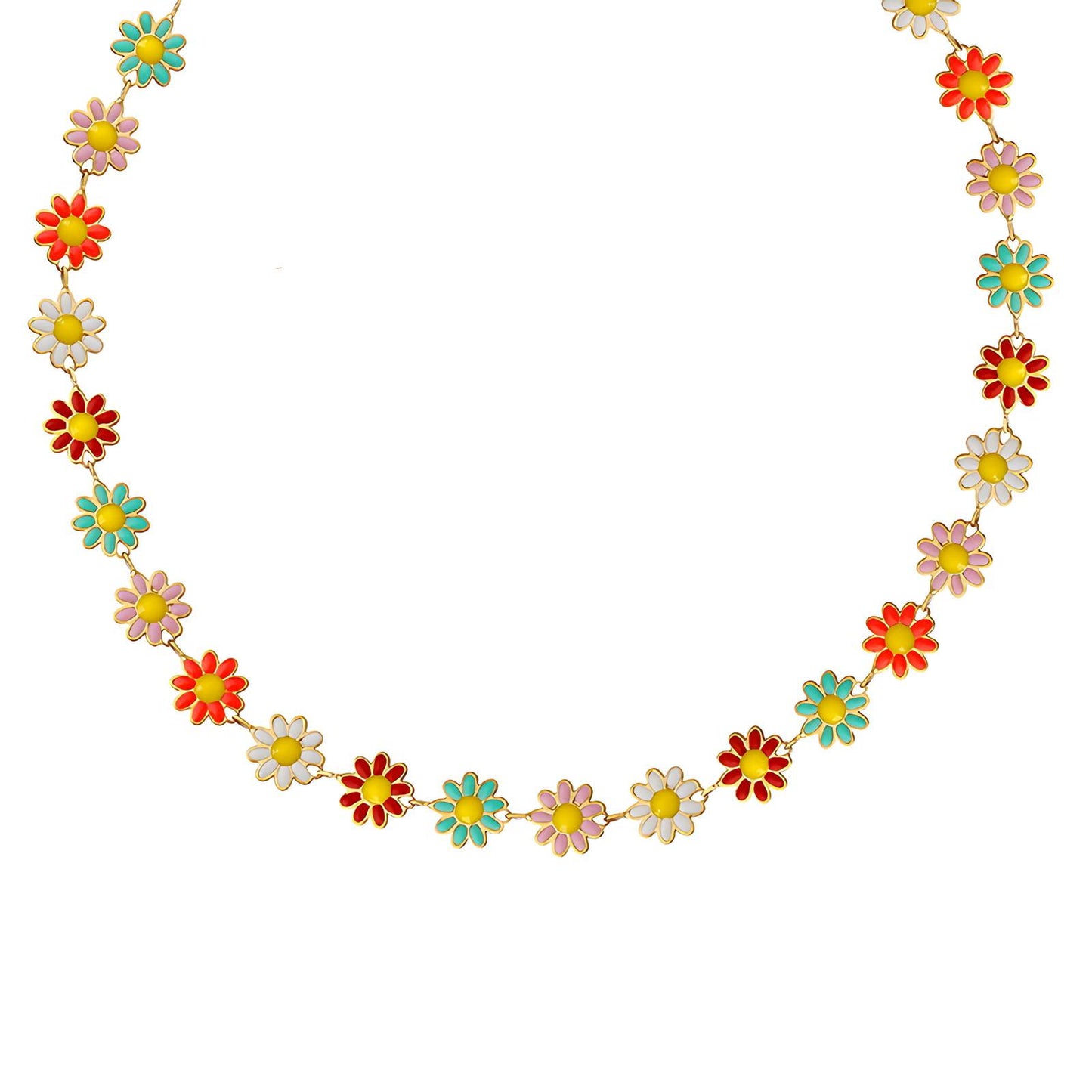 18K GOLD PLATED STAINLESS STEEL "FLOWERS" NECKLACE