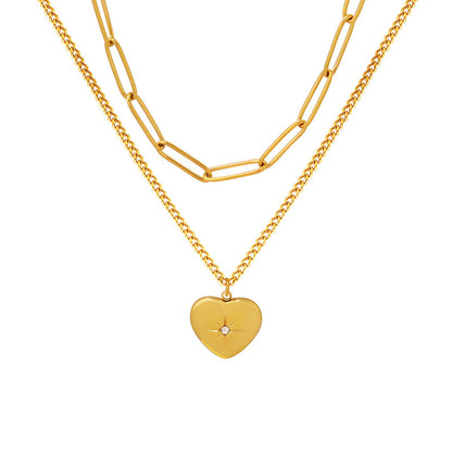 18K GOLD PLATED STAINLESS STEEL "HEART" NECKLACE 86002-0
