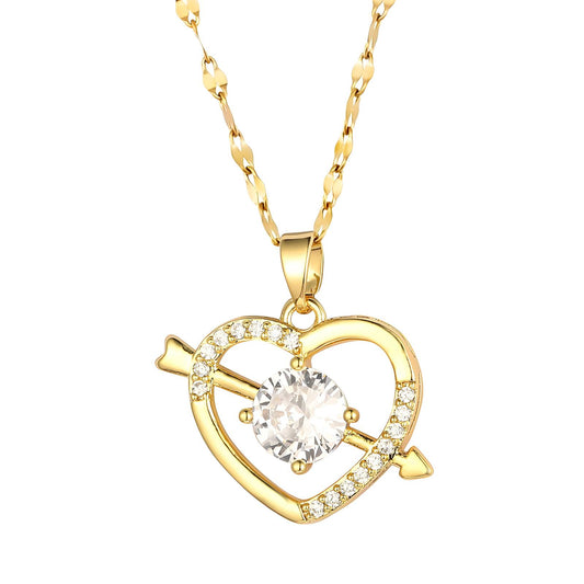18K GOLD PLATED STAINLESS STEEL "HEARTS" NECKLACE