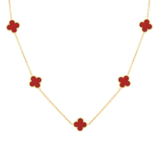 18K GOLD PLATED STAINLESS STEEL "FOUR-LEAF CLOVER" NECKLACE