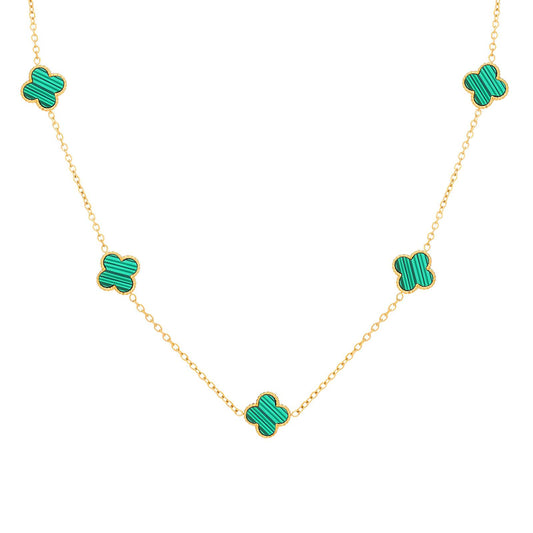 18K GOLD PLATED STAINLESS STEEL "FOUR-LEAF CLOVER" NECKLACE