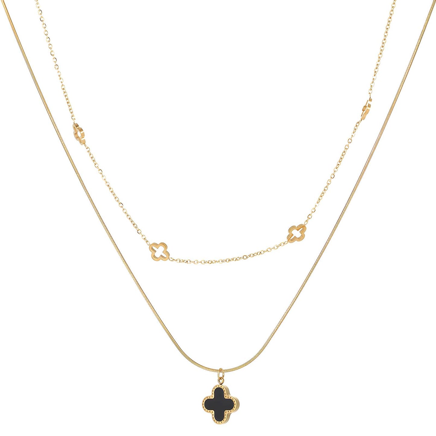 18K gold plated Stainless steel  Four-leaf clover necklace