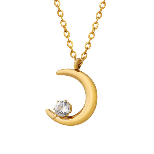 18K GOLD PLATED STAINLESS STEEL "CRESCENT" NECKLACE 87798-0