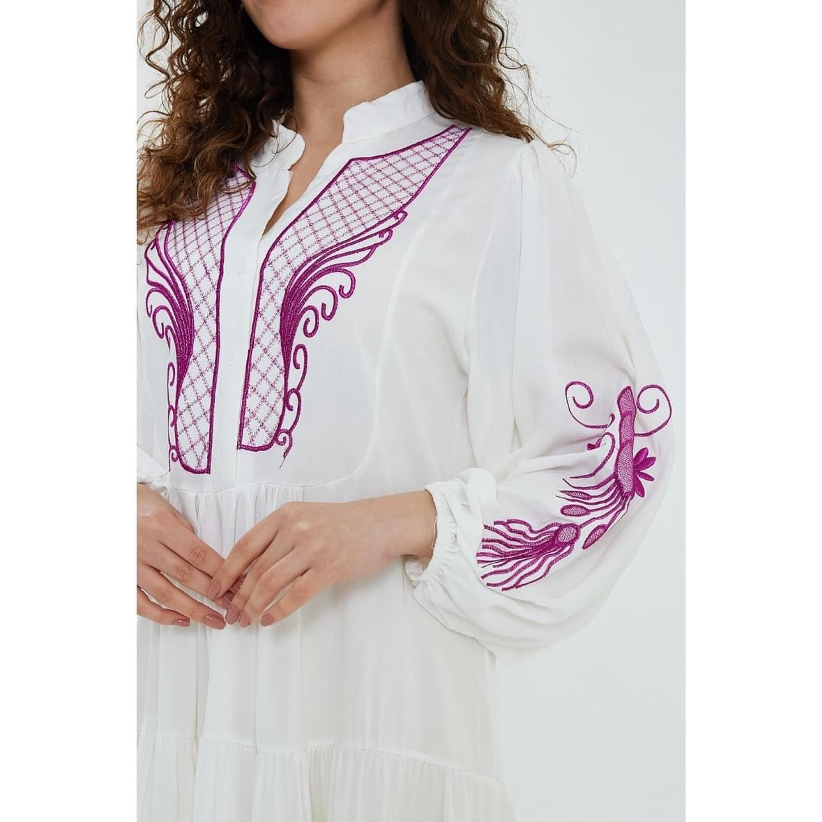 Foil embroidery viscose dress 941