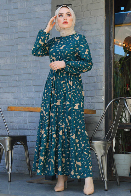 polyester long dress with belt