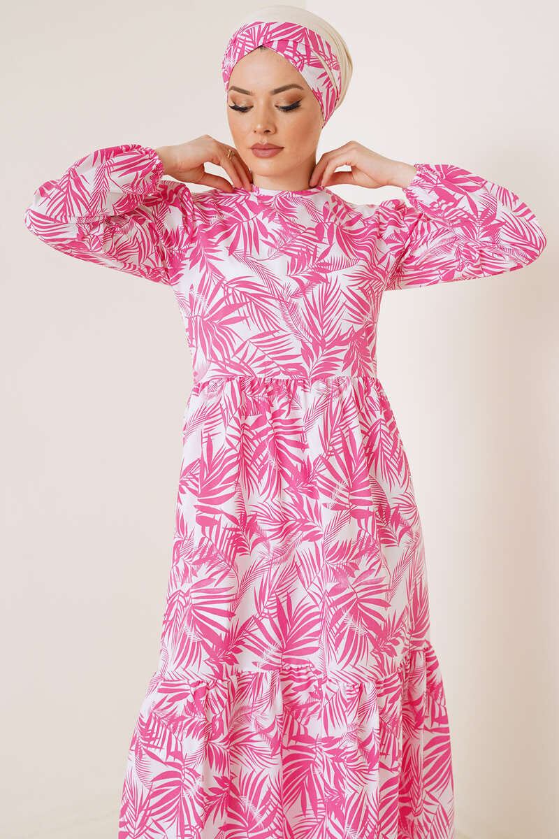 tericotton printed dress with belt OR head band