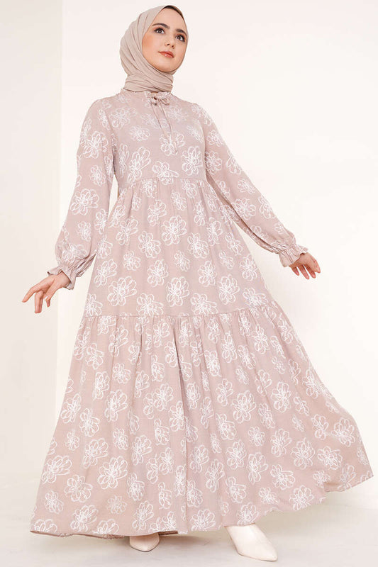 viscose long gown printed dress